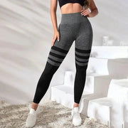 Fashion Stripe High Waist Fitness Leggings - UK Home Gym Equipment 