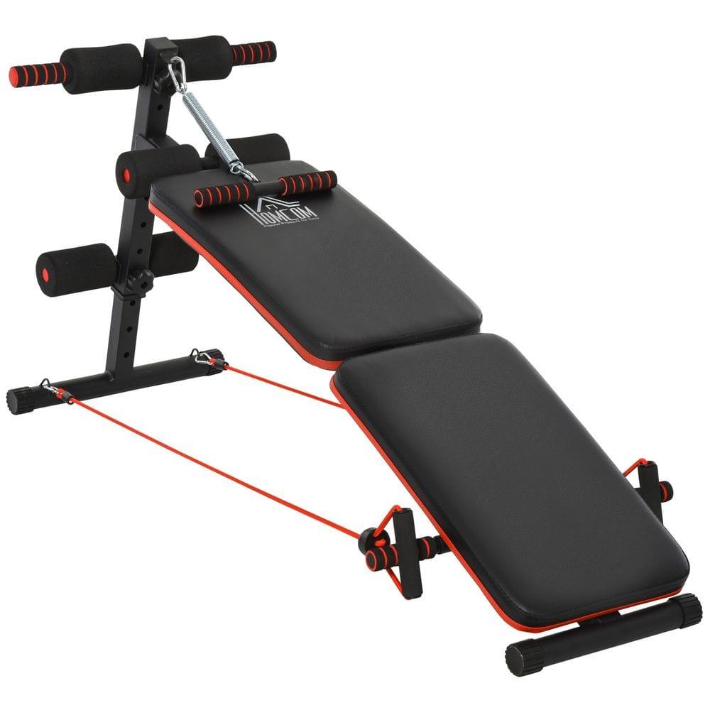 Foldable Sit Up Bench for Core Workouts HOMCOM Black UK Home Gym Equipment