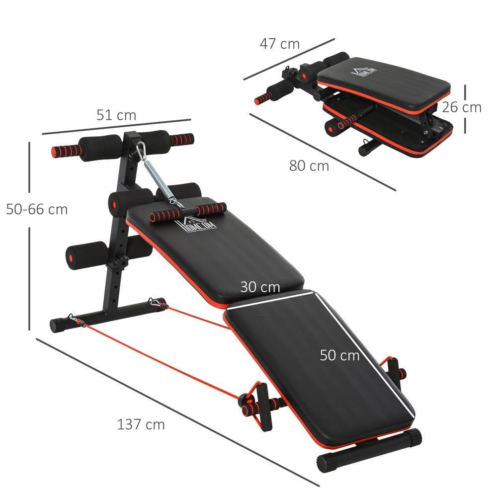 Foldable Sit-Up Bench for Core Workouts – HOMCOM (Black) – UK Home Gym ...