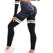 High Waist Striped Fitness Yoga Leggings - UK Home Gym Equipment 