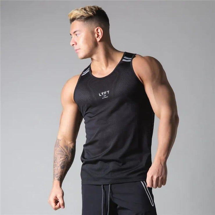Mesh Breathable Striped Tank Tops - UK Home Gym Equipment 