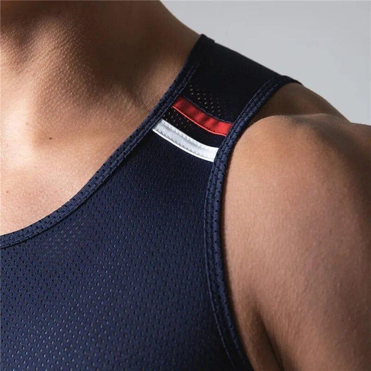 Mesh Breathable Striped Tank Tops - UK Home Gym Equipment 